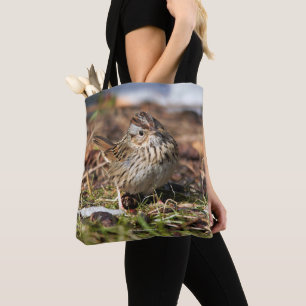 Cute and Spunky Lincoln's Sparrow Tote Bag