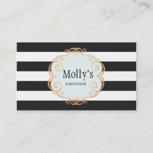 Cute and Stylish Black and White Striped Pattern Business Card