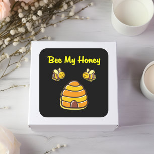 Cute and Sweet Bee My Honey Beehive Dark Colour Square Sticker
