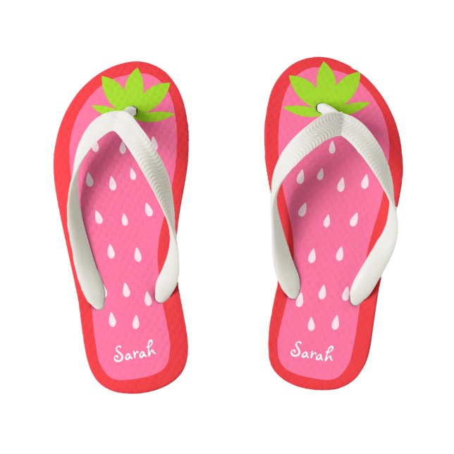 Cute and Sweet Pink Strawberry for Girl Kid's Jandals (Footbed)