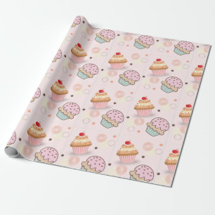 cute and sweets pattern cakes wrapping paper