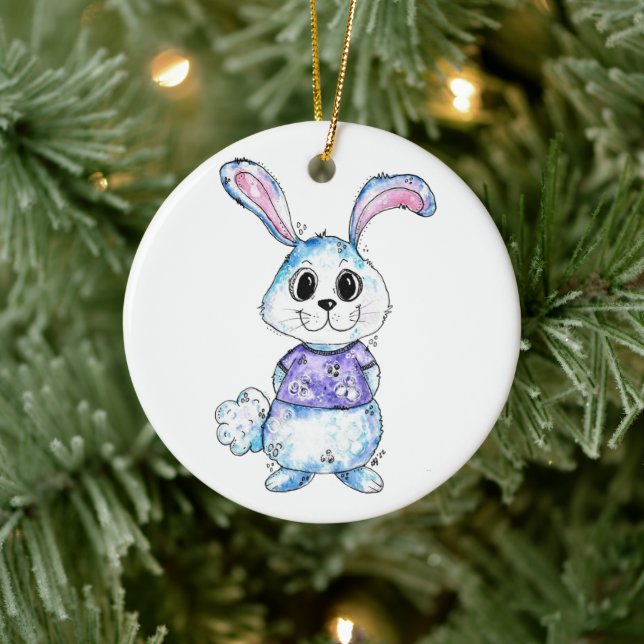 Cute and Whimsical Blue Bunny Ceramic Tree Decoration (Tree)