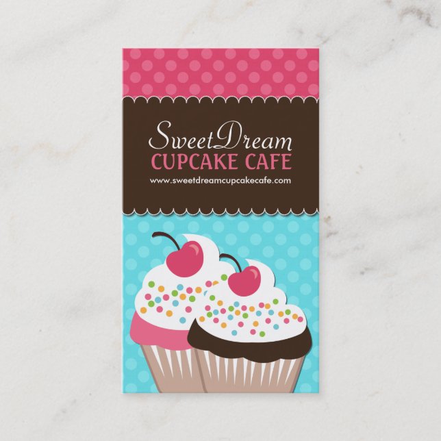 Cute and Whimsical Cupcake Bakery Business Cards (Front)