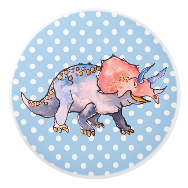 Cute and Whimsical Dinosaurs Ceramic Knob (Front)