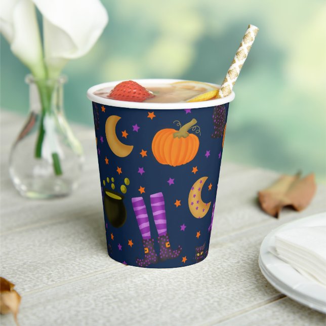 Cute and Whimsical Halloween with Pumpkins Paper Cups (Insitu)
