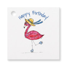 Cute and Whimsical Pink Flamingo on Skates
