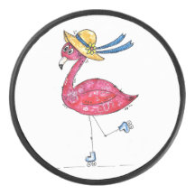 Cute and Whimsical Pink Flamingo on Skates