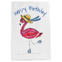 Cute and Whimsical Pink Flamingo on Skates