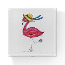Cute and Whimsical Pink Flamingo on Skates