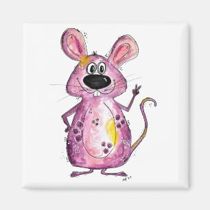 Cute and Whimsical Purple Mouse Magnet