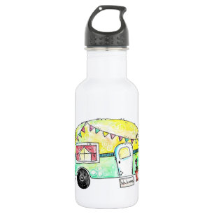 Cute and Whimsical Retro Happy Camper 532 Ml Water Bottle