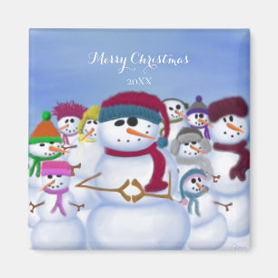 Cute and Whimsical Snowmen Magnet
