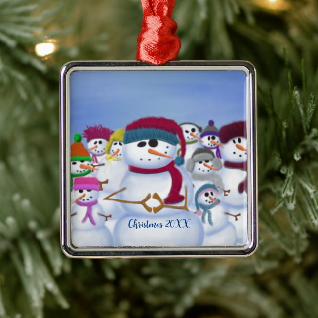 Cute and Whimsical Snowmen Metal Tree Decoration (Tree)