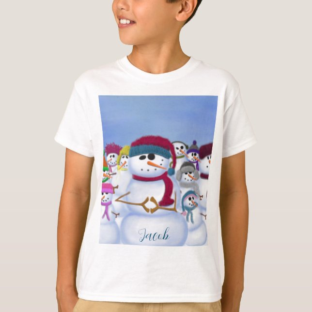 Cute and Whimsical Snowmen T-Shirt (Front)