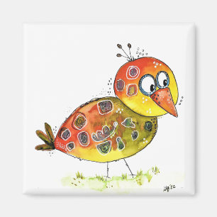 Cute and Whimsical Yellow Bird Magnet