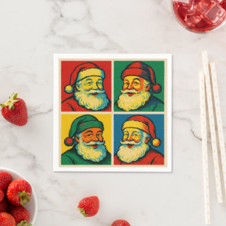 Cute Andy Warhol-style pop art Santa Napkin
