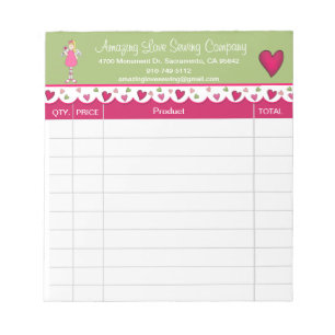 Cute Angel and Hearts sales receipt Notepad