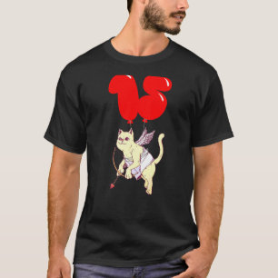 Cute Angel Cat 15th Birthday Kids Balloon Party T-Shirt