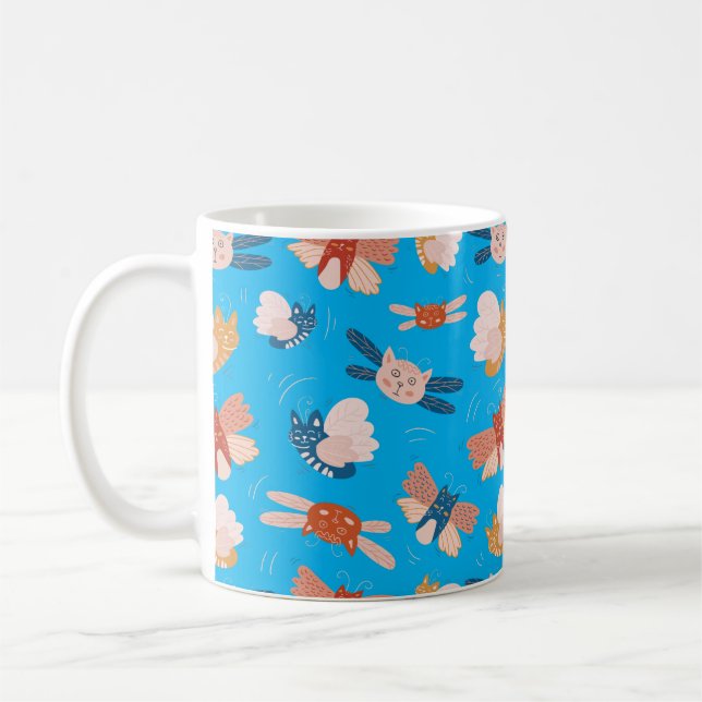 Cute angel cats pattern coffee mug (Left)