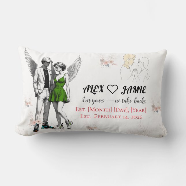 Cute Angel Cherub Couple Throw Pillow (Front)