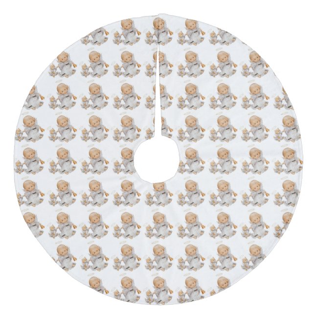 Cute Angel Fleece Tree Skirt (Front)