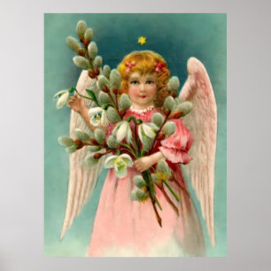 Cute Angel In Pink Dress Poster
