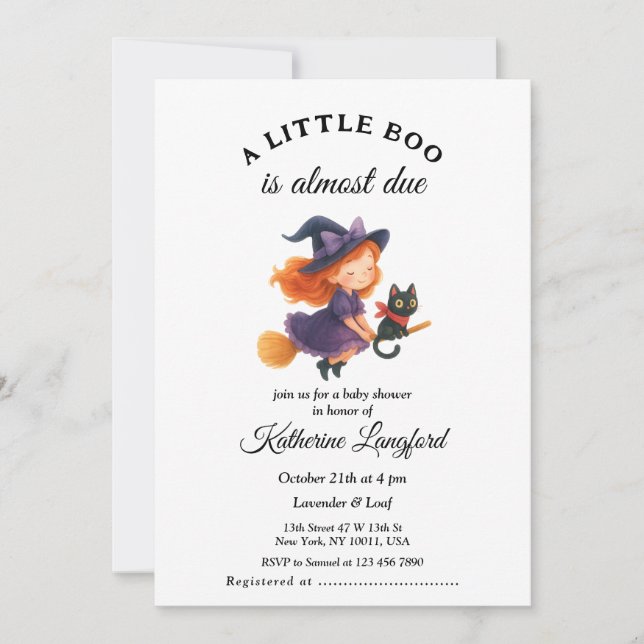 Cute Angel on the Way Halloween Baby Shower Invitation (Front)