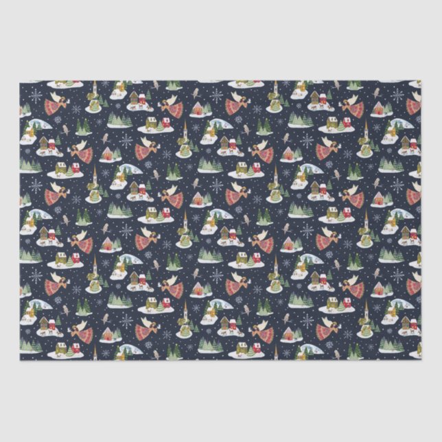 Cute angel peace on earth Christmas Tissue Paper (Front)