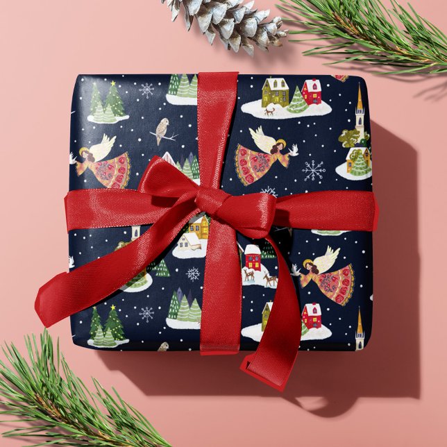 Cute angel peace on earth Christmas Wrapping Paper (Cute angel peace on earth Christmas Wrapping Paper)