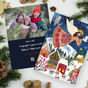 Cute Angel Peace on Earth Photo Christmas Holiday Card