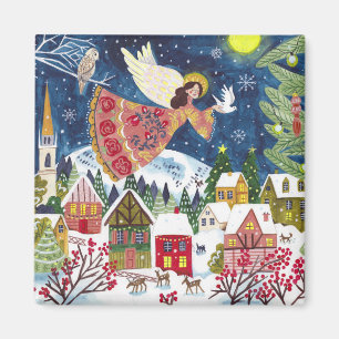 Cute Angel Peace on Earth Photo Christmas Magnet