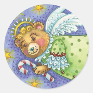 Cute Angel Teddy Bear Christmas sticker