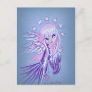 Cute Angel With Pink Hair Postcard