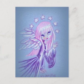 Cute Angel With Pink Hair Postcard