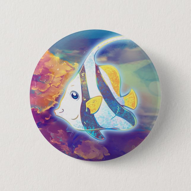 Cute Angelfish 6 Cm Round Badge (Front)