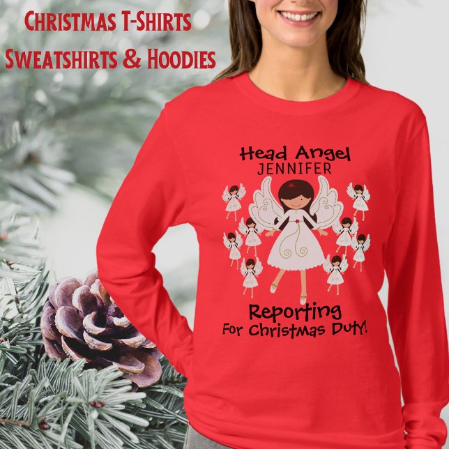 Cute Angels, Christmas, With Name, Ladies T-Shirt (Cute Angels, Christmas, With Name, Ladies T-Shirt)