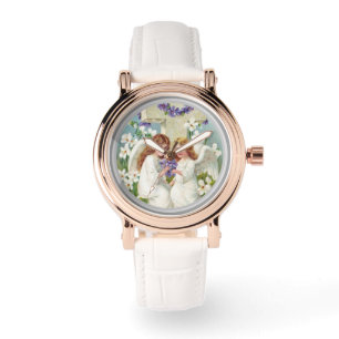 Cute Angels With Cross And Flowers  Watch