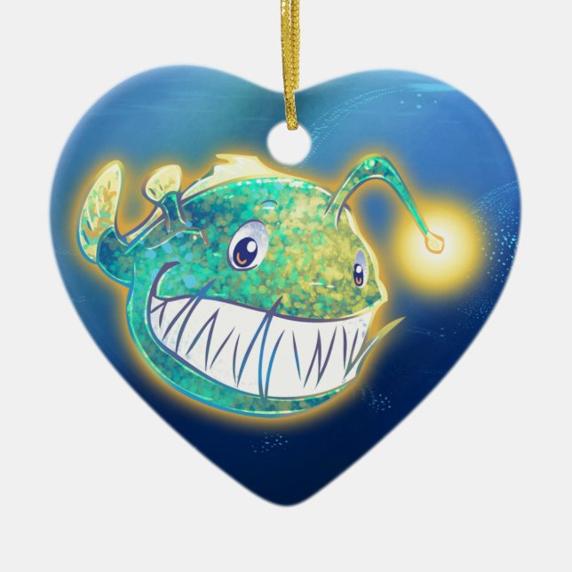 Cute Angler Fish Ceramic Tree Decoration (Front)
