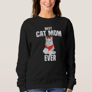 Cute Angora Cat with Reindeer Costume Best Cat Mum Sweatshirt