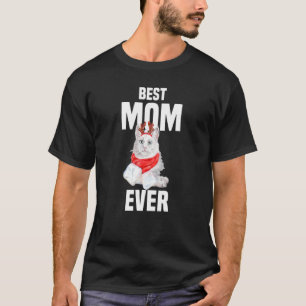 Cute Angora Cat with Reindeer Costume Best Mum Eve T-Shirt