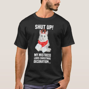 Cute Angora Cat with Reindeer Costume Shut Up Deco T-Shirt