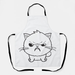 Cute angry cat hissing. apron