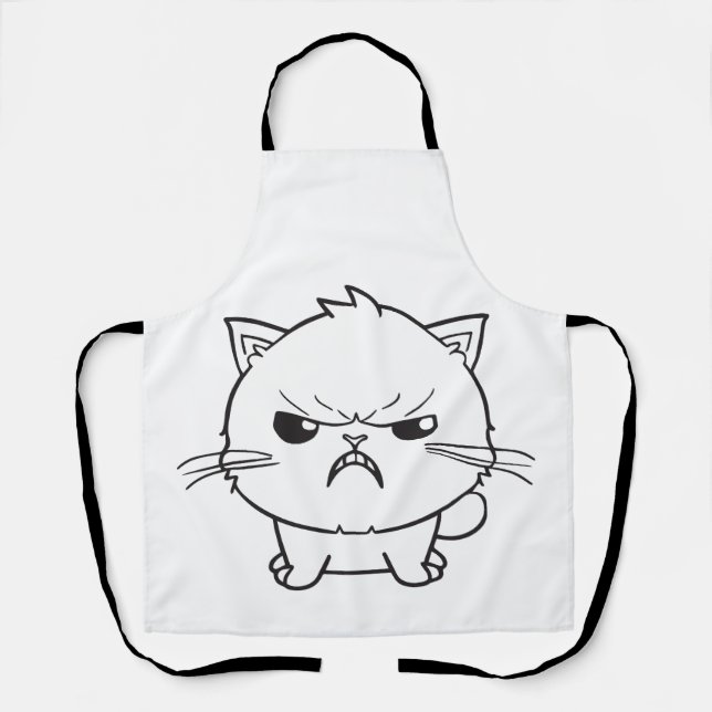 Cute angry cat hissing. apron (Front)