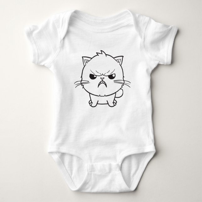 Cute angry cat hissing. baby bodysuit (Front)