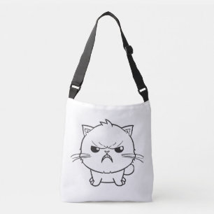 Cute angry cat hissing. crossbody bag