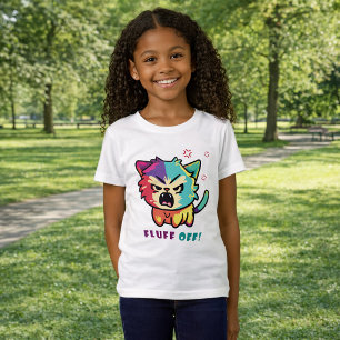 Cute angry cat hissing Fluff Off. T-Shirt