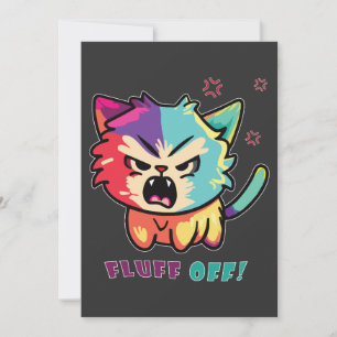Cute angry cat hissing Fluff Off. Thank You Card