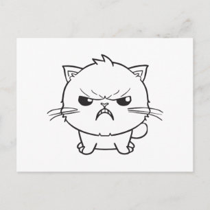 Cute angry cat hissing. holiday postcard
