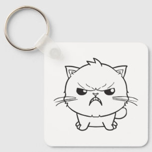 Cute angry cat hissing. key ring