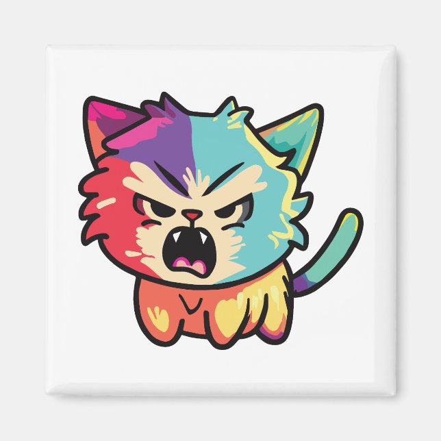 Cute angry cat hissing. magnet (Front)